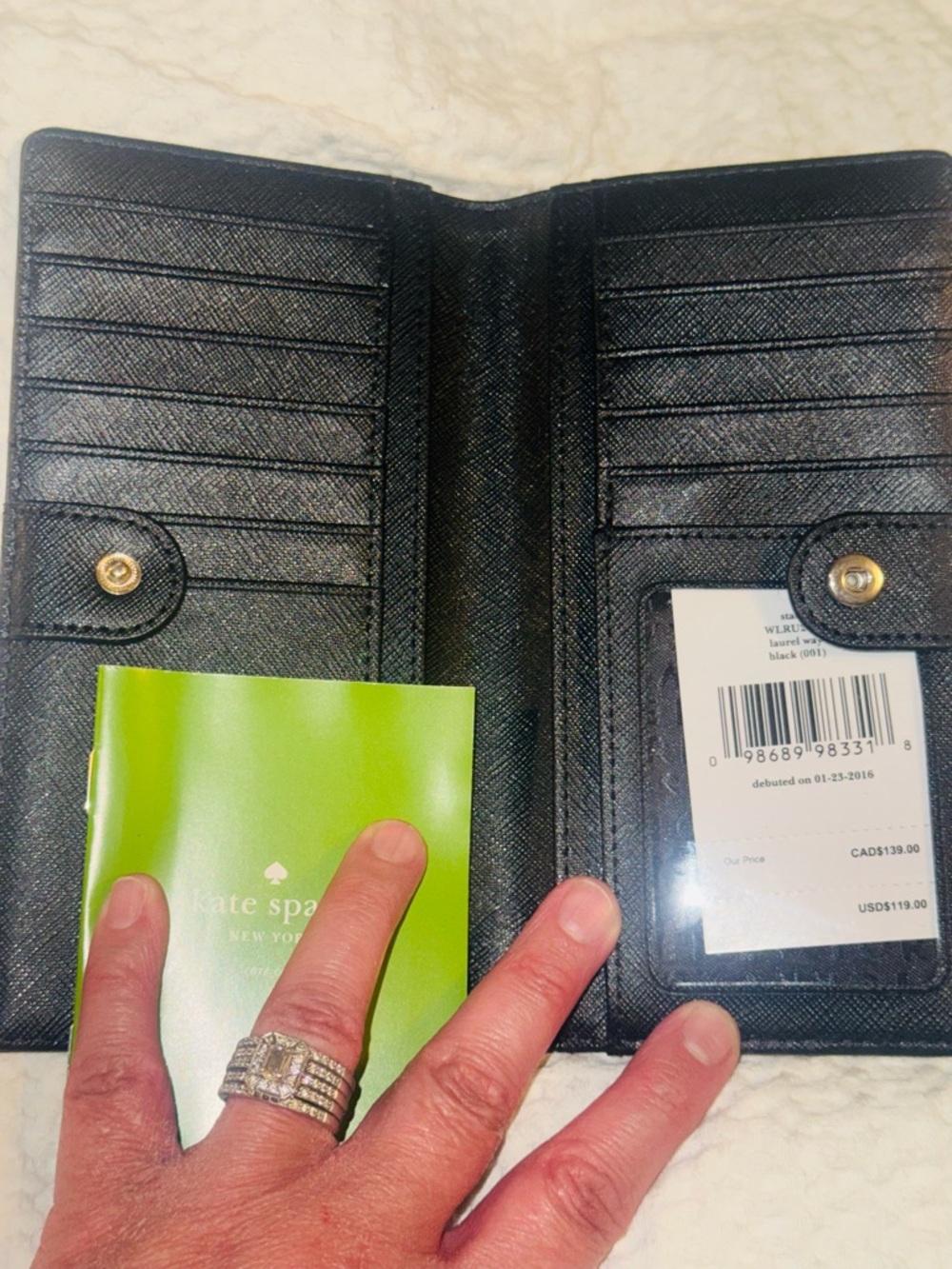 Kate Spade Black Saffiano Leather Continental Wallet NWT - Picture 6 of 8